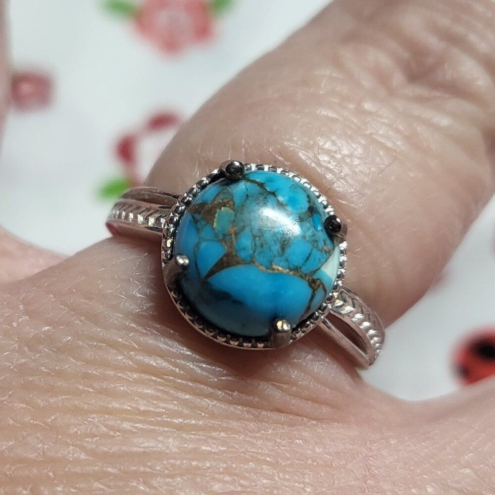 Natural Cooper Turquoise Sterling Silver Ring